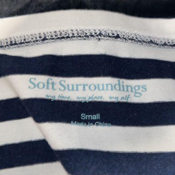 SOFT SURROUNDING Navy Blue Striped Tunic Top With Side Buttons-S - Picture 8 of 9